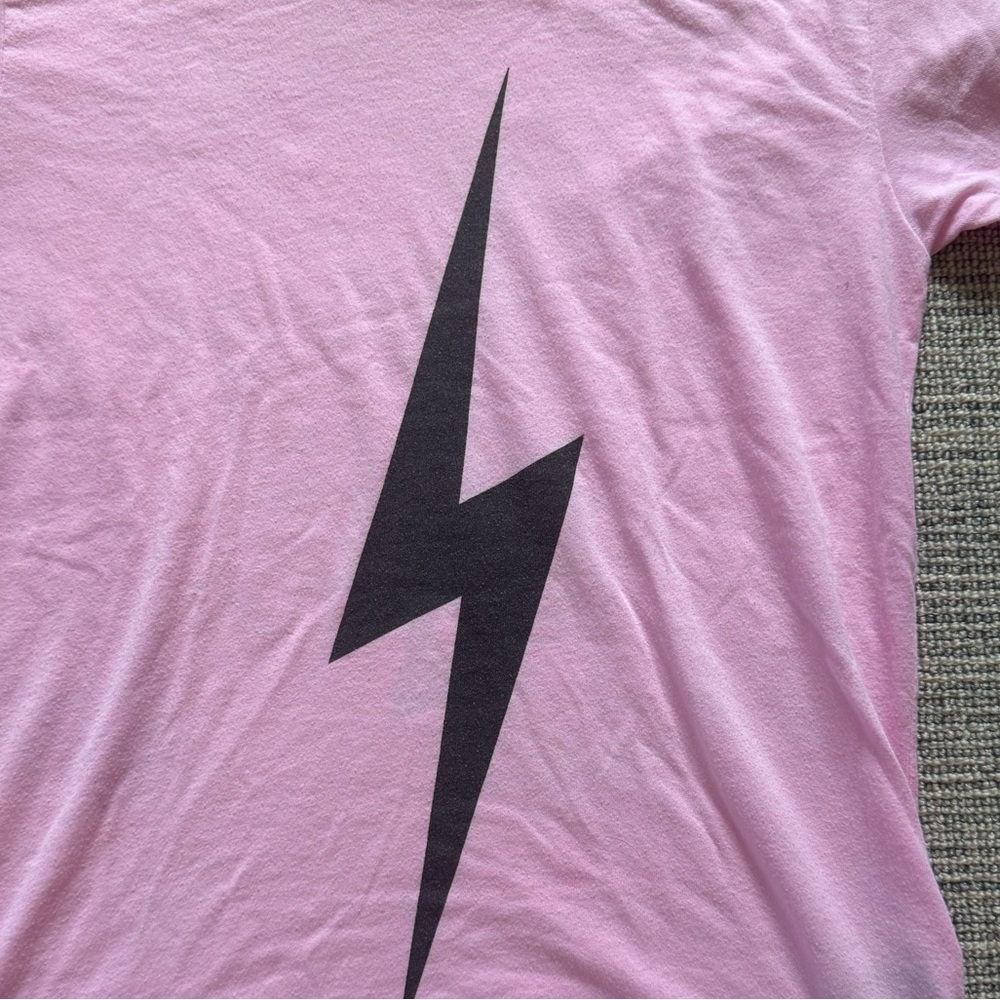 Aviator Nation Kids Neon Pink Tee with Black Lightning Bolt - Picture 3 of 6